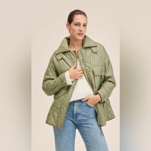 Mango Green Olive Quilted Ultralight Puffer Jacket Coat Packable - Small